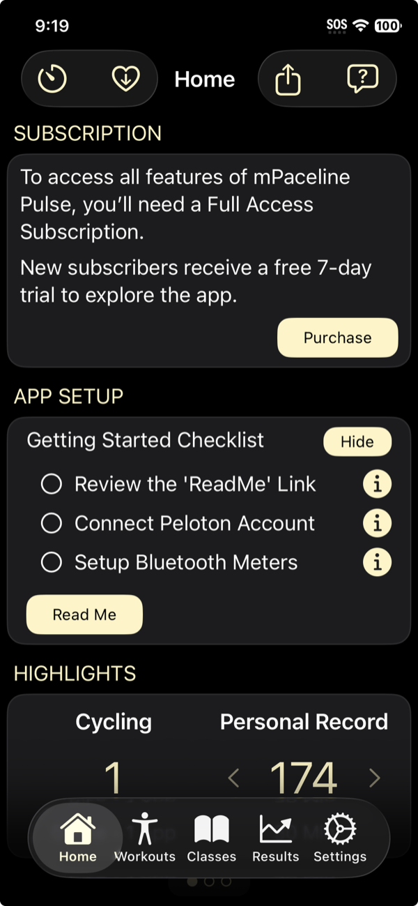 mPaceline Pulse screen
